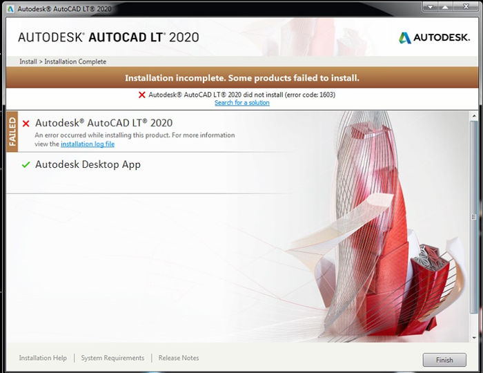AutoCAD 2022安装失败（错误代码：1603）的解决方法